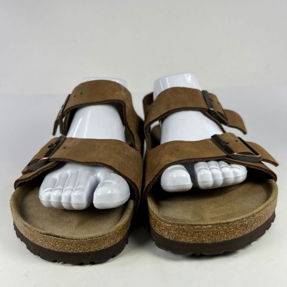 Birkenstock Milano Women's Slingbacks US 10 Brown Leather Birko-Flor Sandals - Picture 2 of 10